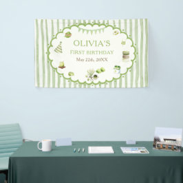 Grüner Matcha-Streifen Geburtstag Banner