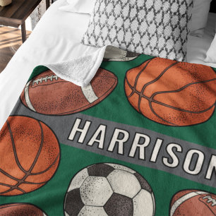 Grüner Mehrsport-Personalized Name Monogramm Fleecedecke