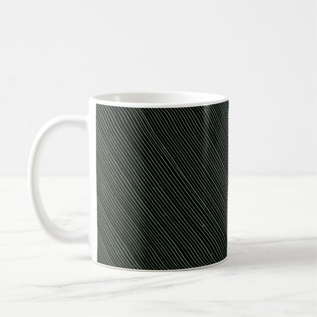 Grüner Metallstab auf schwarz-weiß pinstrix texti Kaffeetasse (Links)