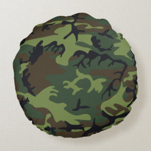 Grüner Militär Tarnanzug Wald Rundes Kissen