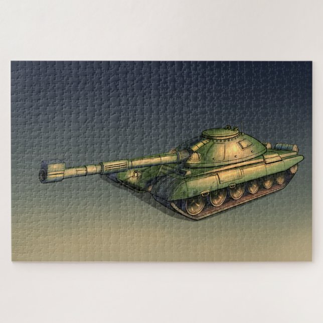 Grüner Militärtank auf dem Feld Puzzle (Horizontal)