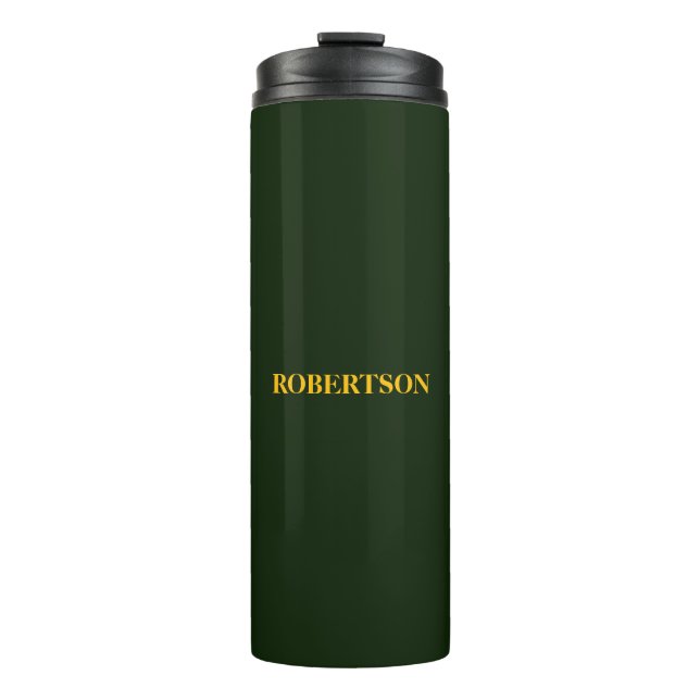 Grüner minimalistischer benutzerdefinierter Name  Thermosbecher (Vorderseite)