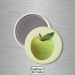 Grüner Minimalistischer Oma Fruit Crochet Apfel Magnet