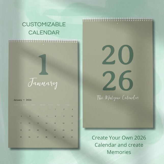 Grüner Minimalistischer Sauberer Moderner Design-K Kalender (Von Creator hochgeladen)