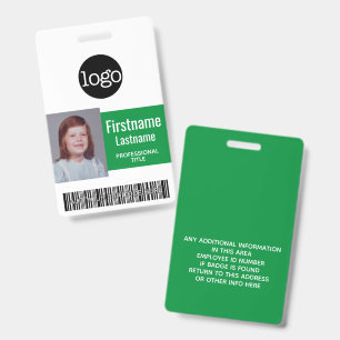 Grüner Mitarbeiter - Foto, Bar, Logo, Name-ID Ausweis
