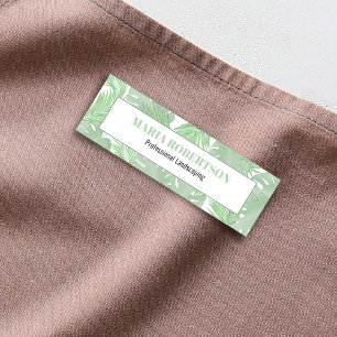 Grüner Mitarbeiter-Job-Titel Botanische Blätter Namensschild