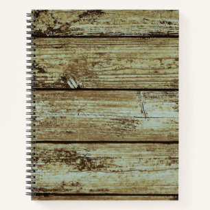 Grüner Mittelpunkt verblassener Holzplanen Notizbuch