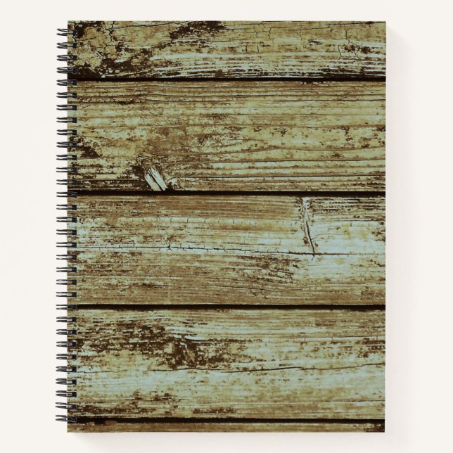 Grüner Mittelpunkt verblassener Holzplanen Notizbuch (Vorderseite)
