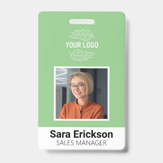 Grüner moderner ID Card Business Mitarbeiter Bar C Ausweis (Vorderseite)