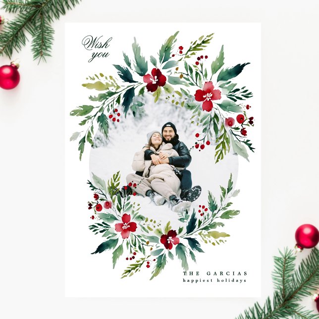 grüner, moderner Kranz ein Foto frohe Weihnachten (Von Creator hochgeladen)