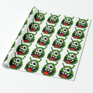 Grüner Monster - Pixel Art Geschenkpapier