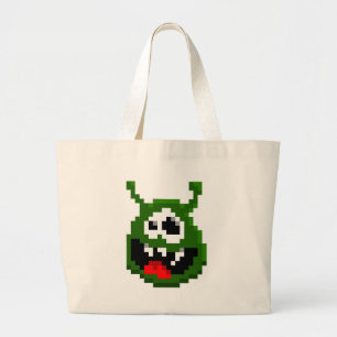Grüner Monster - Pixel Art Jumbo Stoffbeutel