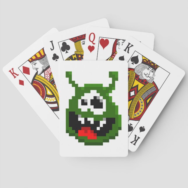 Grüner Monster - Pixel Art Spielkarten (Rückseite)