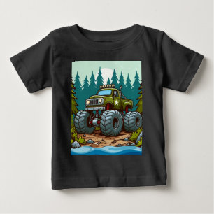 Grüner Monster-Truck im Wald Baby T-shirt