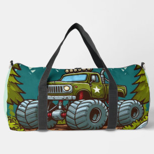 Grüner Monster-Truck im Wald Duffle Bag
