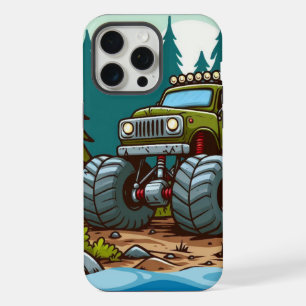 Grüner Monster-Truck im Wald iPhone 15 Pro Max Hülle