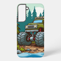 Grüner Monster-Truck im Wald