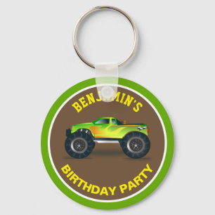 Grüner Monster Truck Kindergeburtstags-Geschenkbeu Schlüsselanhänger