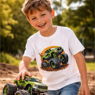 Grüner Monster-Truck-Offroad-Rennsport-Illustratio T-Shirt