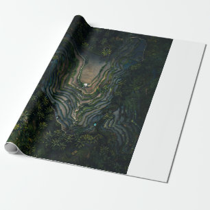 Grüner Moos auf schwarzem Felsen Geschenkpapier