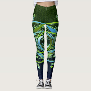 Grüner n-Blau-Wirbel Leggings