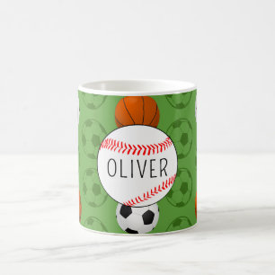 Grüner Name Jungen Sport Baseball Muster Kinder Kaffeetasse