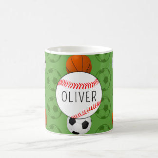 Grüner Name Jungen Sport Baseball Muster Kinder Kaffeetasse