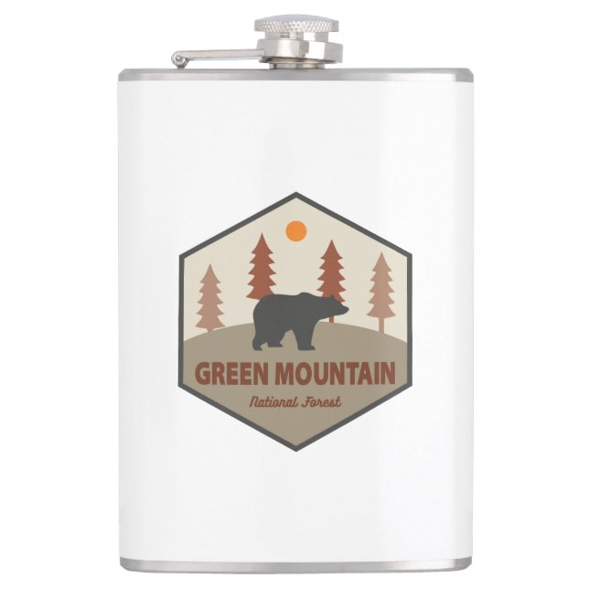 Grüner Nationalwaldbär Flachmann (Vorderseite)