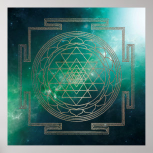 Grüner Nebel Sri Yantra - Poster