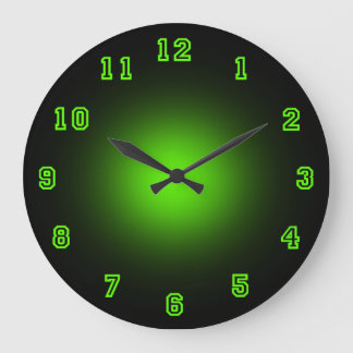 Grüner Neon 10,75" Große Wanduhr