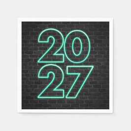 Grüner Neon - Neujahr 2026 Serviette