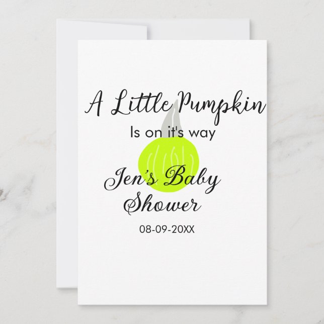 Grüner Neonkürbis kleiner Kürbis ist auf dem Weg Einladung (Vorderseite)