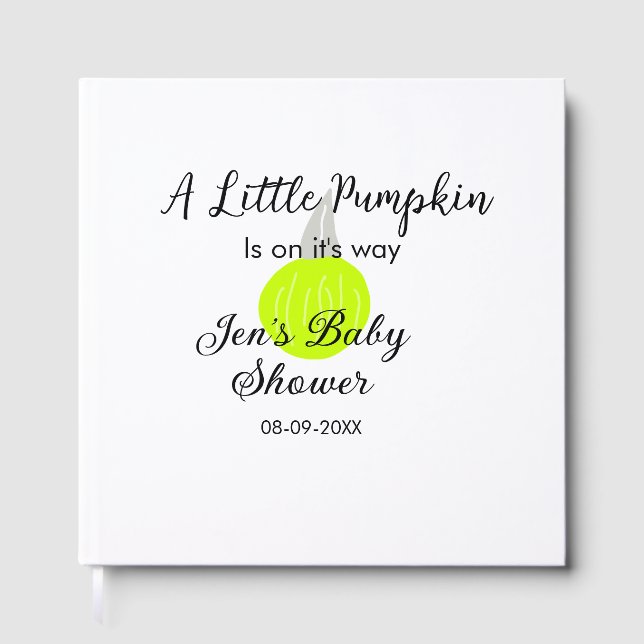 Grüner Neonkürbis kleiner Kürbis ist auf dem Weg Gästebuch (Vorderseite)