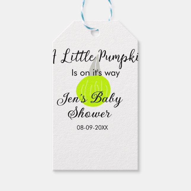 Grüner Neonkürbis kleiner Kürbis ist auf dem Weg Geschenkanhänger (Vorderseite)