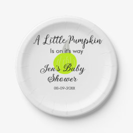 Grüner Neonkürbis kleiner Kürbis ist auf dem Weg Pappteller