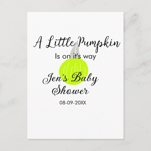 Grüner Neonkürbis kleiner Kürbis ist auf dem Weg Postkarte (Vorderseite)