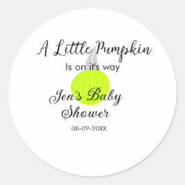 Grüner Neonkürbis kleiner Kürbis ist auf dem Weg Runder Aufkleber