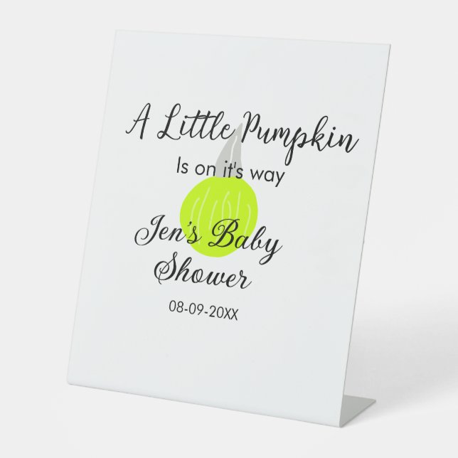 Grüner Neonkürbis kleiner Kürbis ist auf dem Weg Sockelschild (Vorderseite)