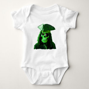 Grüner Neonpirat mit skully u. Flecken Baby Strampler