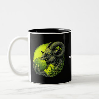 Grüner Neonschwarzkopfbock-Mug Zweifarbige Tasse