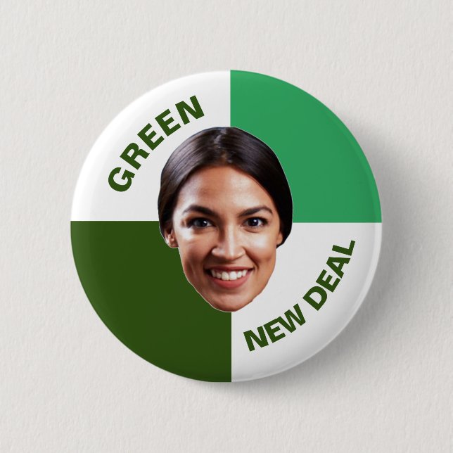 Grüner New Deal des AOC Button (Vorderseite)
