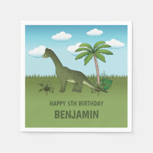 Grüner Niedlicher Brachiosaurus Dinosaurier Kid's Serviette