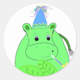 Grüner Nilpferd Geburtstag Runder Aufkleber