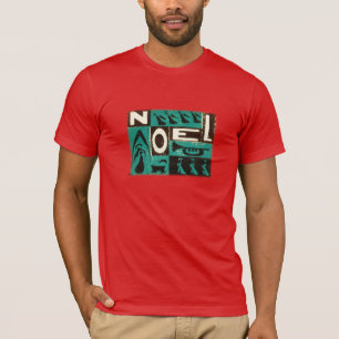 Grüner Noel Vintage Blockdruck T-Shirt