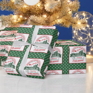 Grüner Nordpol-Sonderlieferung von Santa gepunktet Geschenkpapier