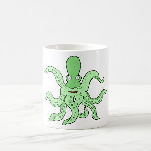 Grüner Oktopus Charakter Quirlige Meerestiere Kaffeetasse