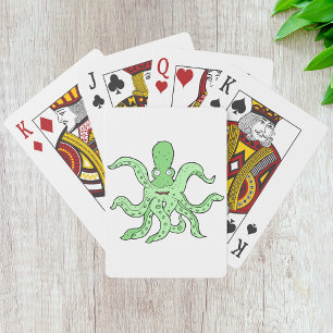 Grüner Oktopus Charakter Quirlige Meerestiere Spielkarten