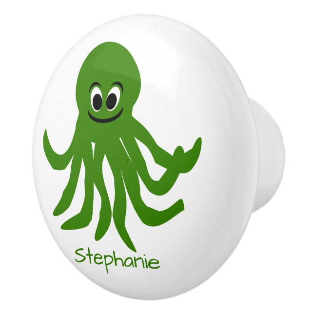 Grüner Oktopus-Design personalisiert Keramikknauf (Rechts)