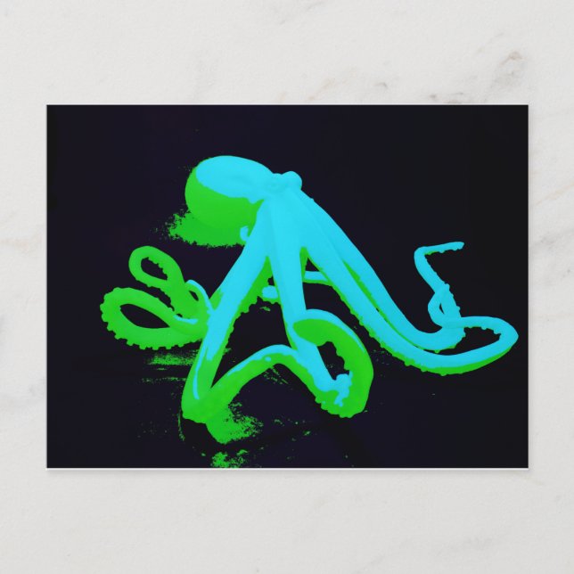 Grüner Oktopus Postkarte (Vorderseite)