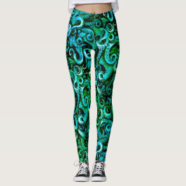 Grüner Oktopus Tentacles Leggings-See-Steampunk Leggings